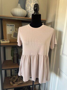 American Eagle Pink Peplum Tee - Size S